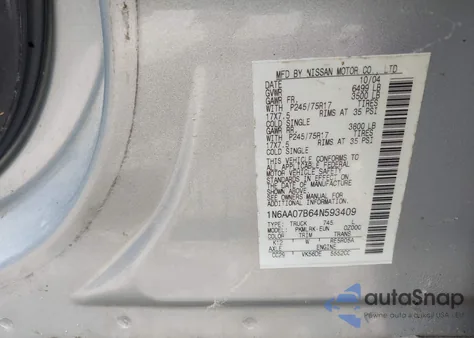 2004 Nissan Titan Xe from USA, damaged, VIN 1N6AA07B64N593409